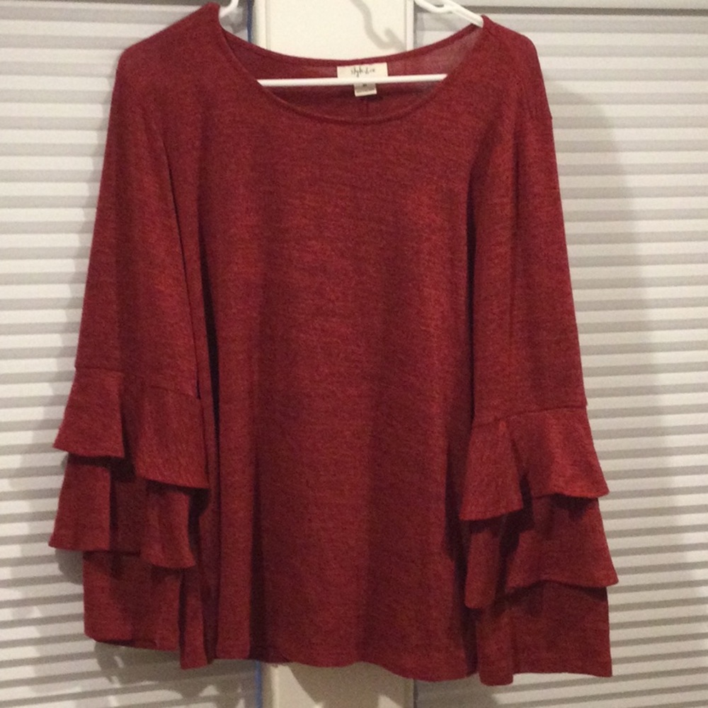 Style & Co Red Bell Sleeve Top Size M